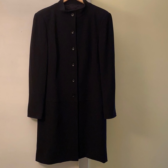Escada Gorgeous Black Wool Stretch Logo Button Lined Coat - Picture 1 of 9
